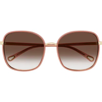 Chloé 56mm Gradient Square Sunglasses In Brown