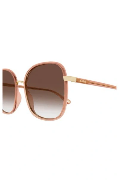 Chloé 56mm Gradient Square Sunglasses In Brown