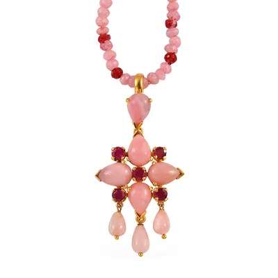 Emma Chapman Jewels Women's Pink / Red Pink Opal Ruby Pendant In Multi