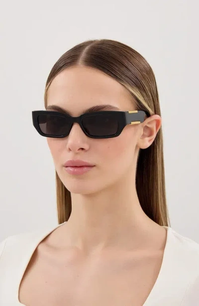 Bottega Veneta Dash Rectangular Acetate Sunglasses In Black