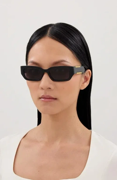 Bottega Veneta Dash Rectangular Acetate Sunglasses In Black