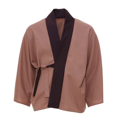 Moe Women's Pink / Red Rose With Plum Collar Wool Jacket Reversible In Multi