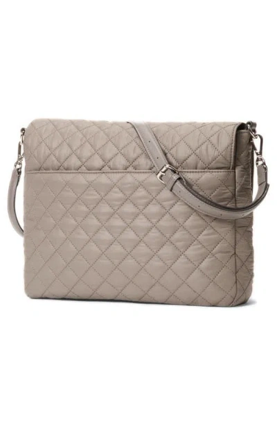 Mz Wallace Large Crosby Lock Quilted Nylon Crossbody Bag In Gray