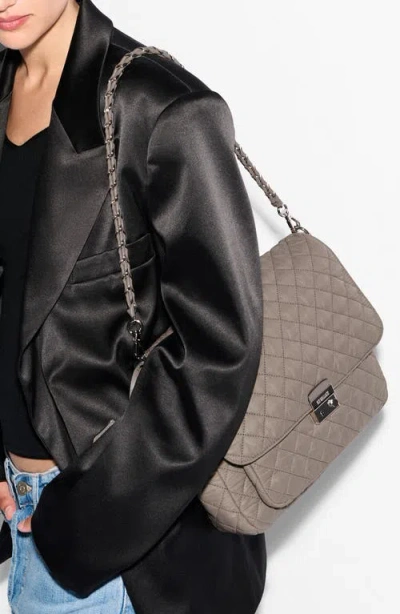Mz Wallace Large Crosby Lock Quilted Nylon Crossbody Bag In Gray