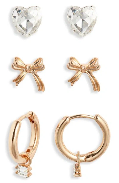 Bp. Cherry Trio 3-pack Earrings & Jewelry Tray Set In Pink