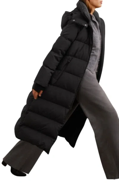 Reiss Colette Longline Puffer Coat With Removable Hood In Black
