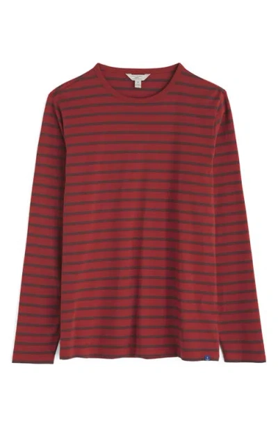 Seasalt Cornwall Sailor Stripe Long Sleeve Organic Cotton T-shirt In Red