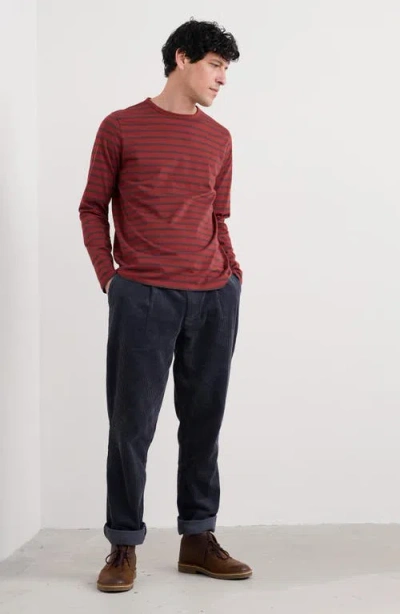 Seasalt Cornwall Sailor Stripe Long Sleeve Organic Cotton T-shirt In Red