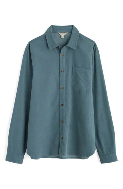 Seasalt Cornwall Shoreman Solid Organic Cotton Corduroy Button-up Shirt In Blue