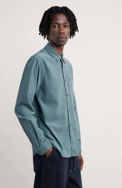 Seasalt Cornwall Shoreman Solid Organic Cotton Corduroy Button-up Shirt In Blue
