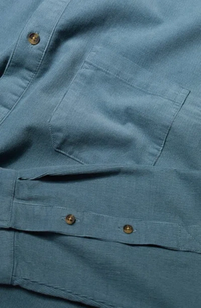 Seasalt Cornwall Shoreman Solid Organic Cotton Corduroy Button-up Shirt In Blue