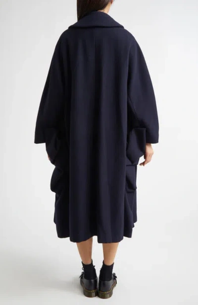 Comme Des Garçons Airy Wool Blend Coat In Blue