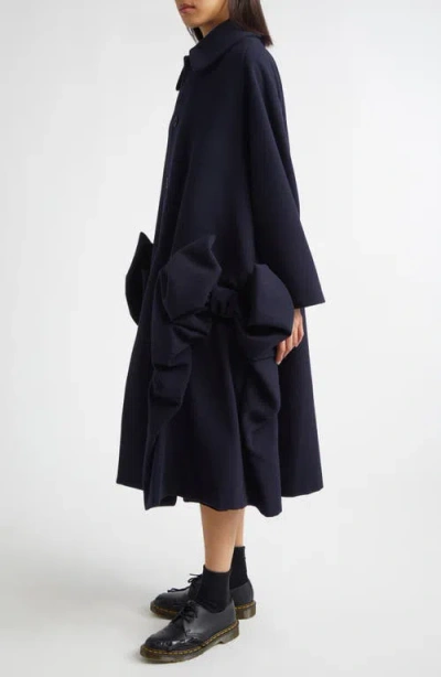 Comme Des Garçons Airy Wool Blend Coat In Blue