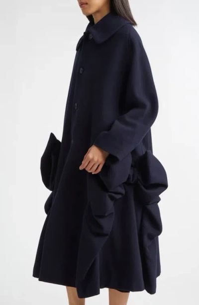 Comme Des Garçons Airy Wool Blend Coat In Blue