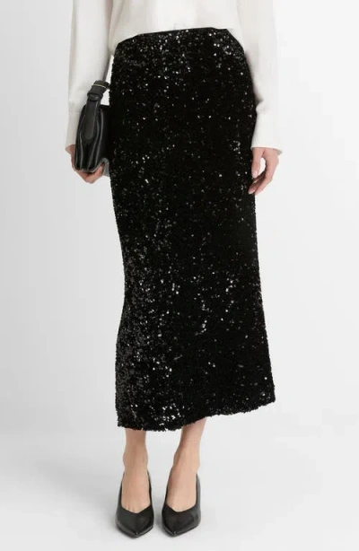 Vince Sequin-embellished Midi Skirt In Black