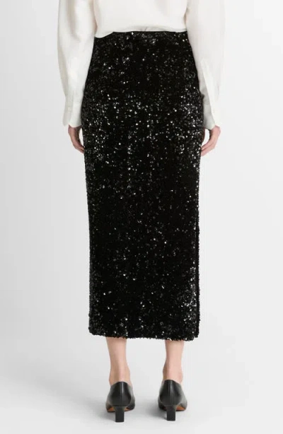 Vince Sequin-embellished Midi Skirt In Black