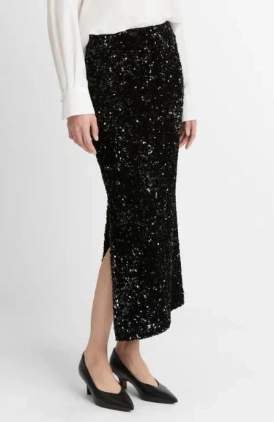 Vince Sequin-embellished Midi Skirt In Black