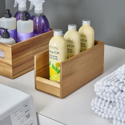 Idesign Acacia Wood Open-front Pantry Bin For Kitchen Organization In Brown