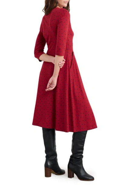 Seasalt Cornwall April Printed Stretch Organic Cotton Dress In Red
