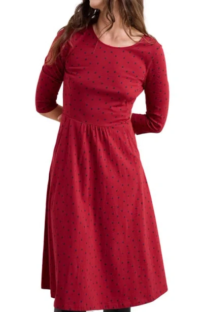 Seasalt Cornwall April Printed Stretch Organic Cotton Dress In Red