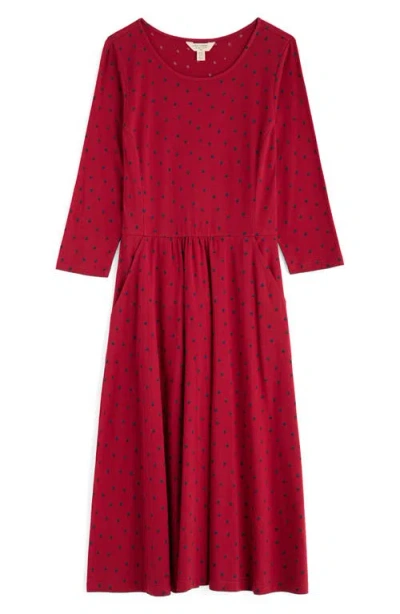 Seasalt Cornwall April Printed Stretch Organic Cotton Dress In Red