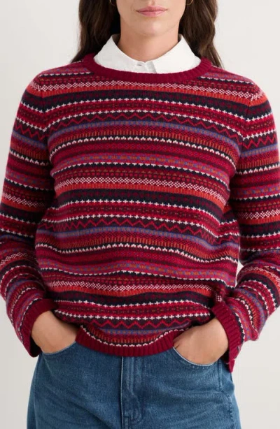 Seasalt Cornwall Percella Cove Fair Isle Merino Wool Blend Sweater In Burgundy