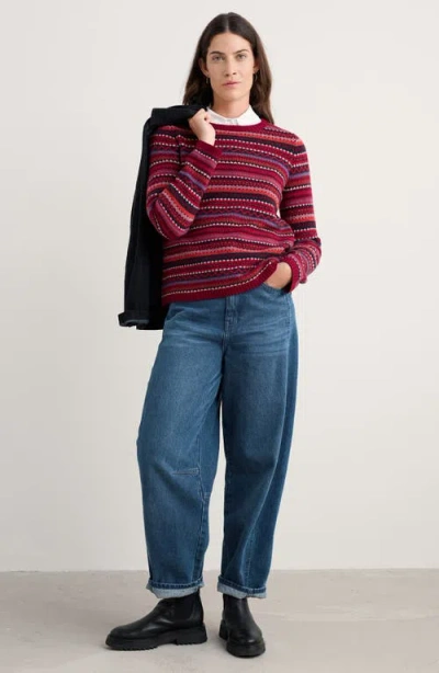 Seasalt Cornwall Percella Cove Fair Isle Merino Wool Blend Sweater In Burgundy
