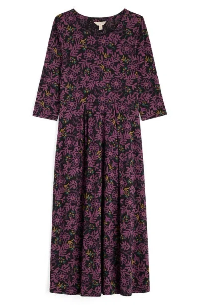 Seasalt Cornwall Veronica Print Stretch Organic Cotton Jersey Midi Dress In Multi