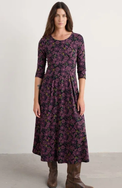 Seasalt Cornwall Veronica Print Stretch Organic Cotton Jersey Midi Dress In Multi