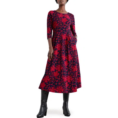 Seasalt Cornwall Veronica Print Stretch Organic Cotton Jersey Midi Dress In Multi