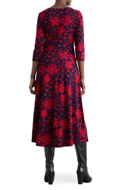 Seasalt Cornwall Veronica Print Stretch Organic Cotton Jersey Midi Dress In Multi