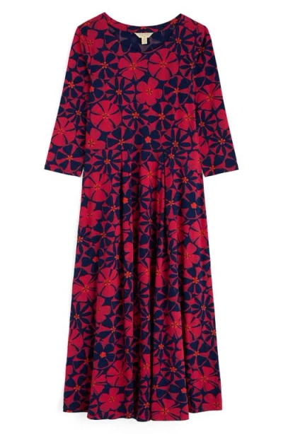 Seasalt Cornwall Veronica Print Stretch Organic Cotton Jersey Midi Dress In Multi
