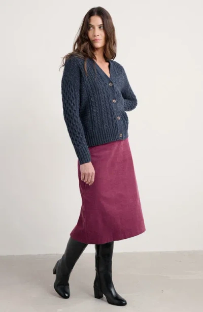 Seasalt Cornwall Forest View Floral Organic Cotton Corduroy A-line Skirt In Purple