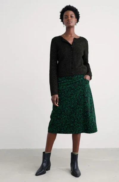 Seasalt Cornwall Forest View Floral Organic Cotton Corduroy A-line Skirt In Green