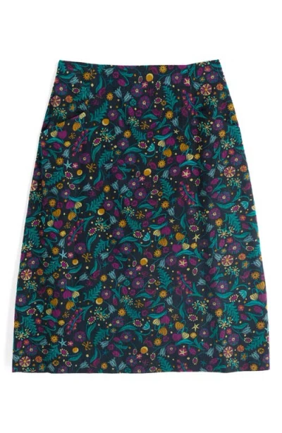 Seasalt Cornwall Forest View Floral Organic Cotton Corduroy A-line Skirt In Multi