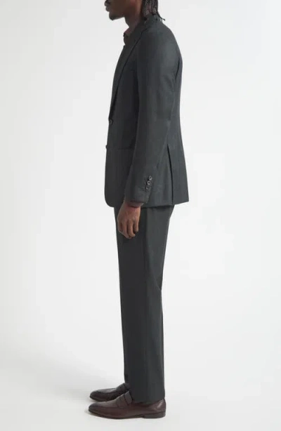 Thom Sweeney Structured Wide Lapel Wool Suit In Gray