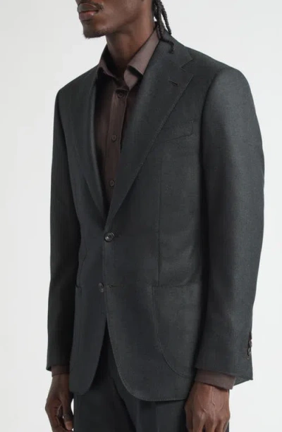 Thom Sweeney Structured Wide Lapel Wool Suit In Gray