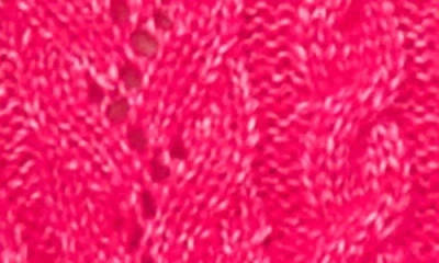 Cece Women's Crewneck Heart Button Pointelle Cardigan Sweater In Pink