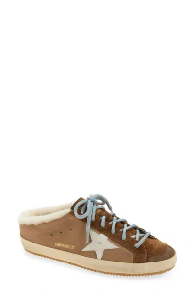 Golden Goose Super-star Faux Shearling Lined Mule Sneaker In Brown