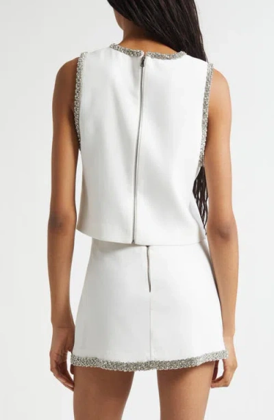 Alice And Olivia Amal Embellished Satin Top In White
