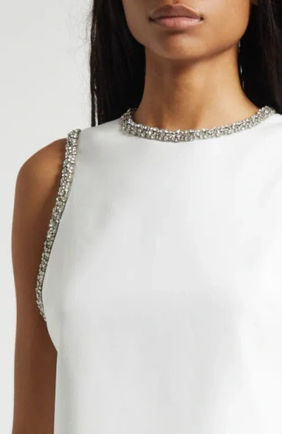 Alice And Olivia Amal Embellished Satin Top In White