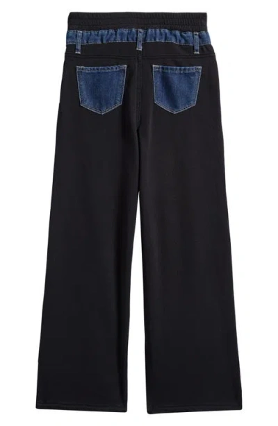 Tractr Kids' Mixed Media Jeans In Blue