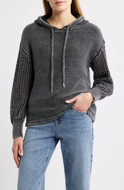 City Blues Open Stitch Hoodie In Black