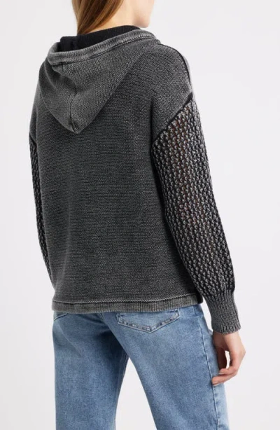 City Blues Open Stitch Hoodie In Black