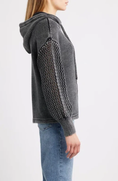 City Blues Open Stitch Hoodie In Black