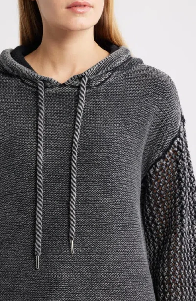 City Blues Open Stitch Hoodie In Black