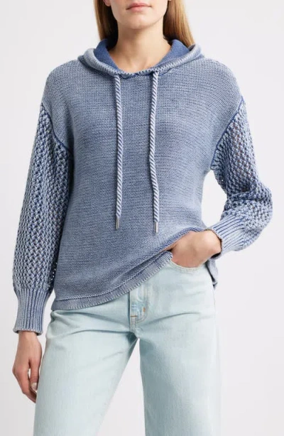 City Blues Open Stitch Hoodie In Blue