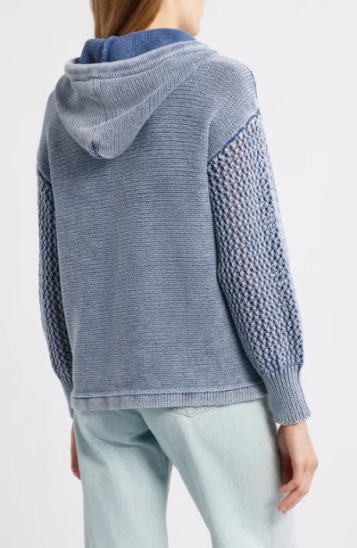 City Blues Open Stitch Hoodie In Blue