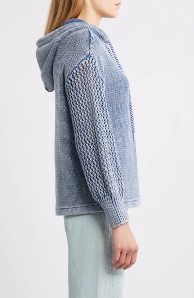 City Blues Open Stitch Hoodie In Blue