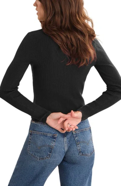 525 Ginny Collar Long Sleeve Henley Top In Black